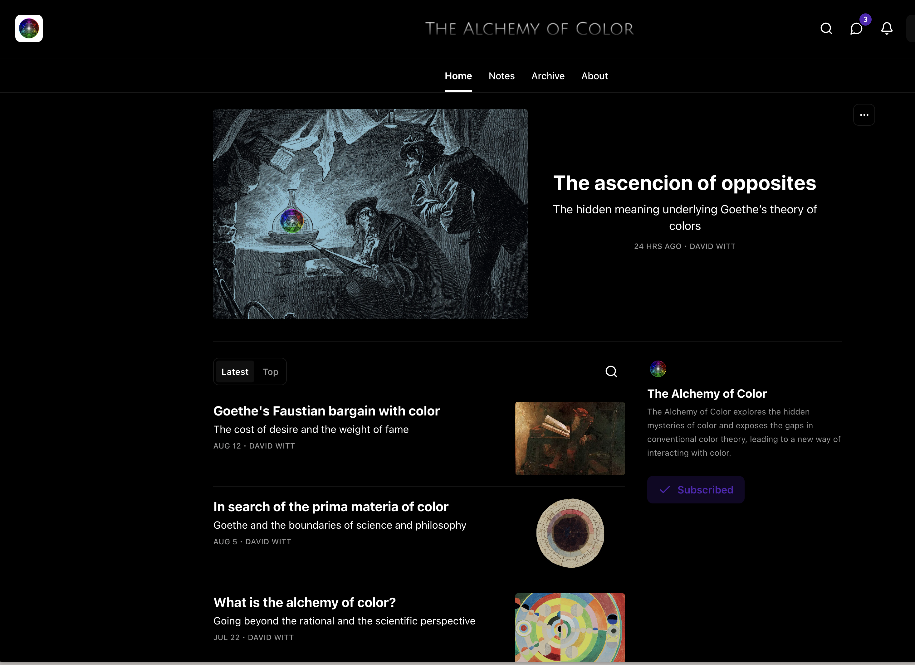 The Alchemy of Color Substack homepage