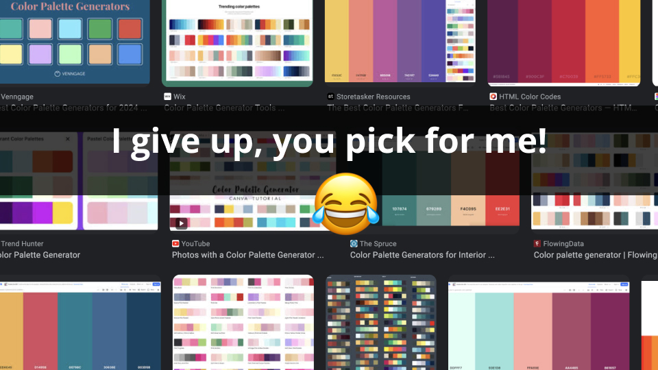 A grid of digital color palette generators
