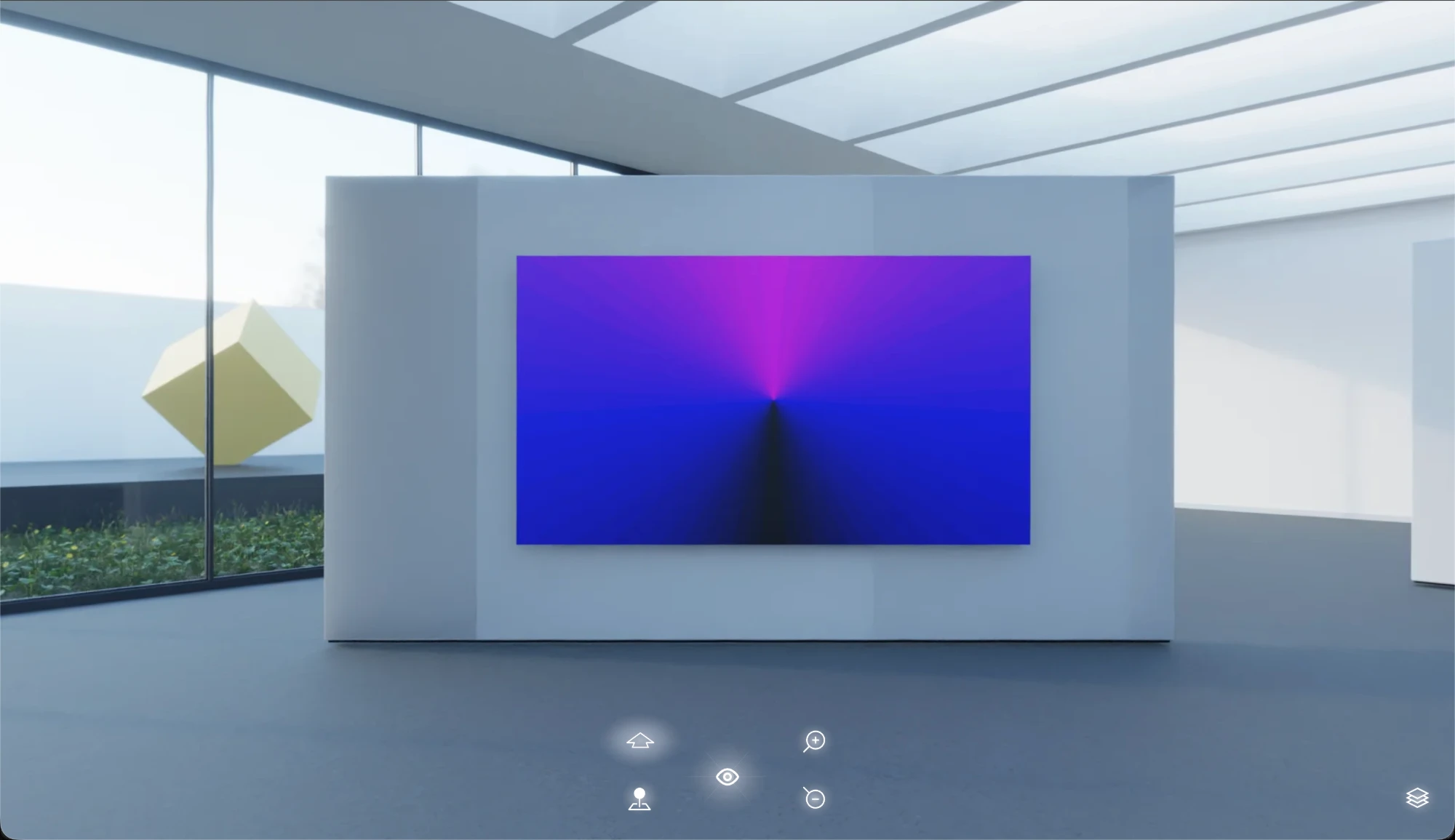 Colormxr Gallery: a Magenta-to-Blue color work hung on a gallery wall